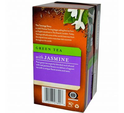 Twinings, 100% Органический зеленый чай с жасмином, 20 пакетиков, 1,41 унции (40 г)