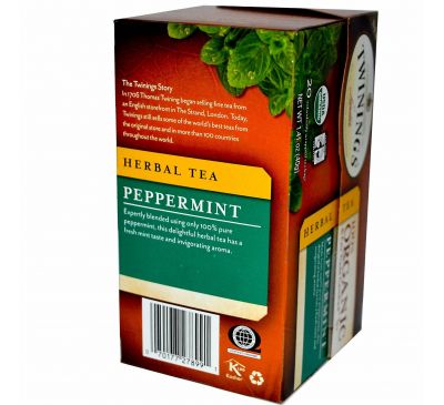 Twinings, 100% органический травяной чай, мята перечная, 20 пакетиков, 1,41 унции (40 г)