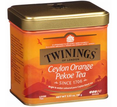 Twinings, Цейлонский листовой чай Orange Pekoe, средний, 3,53 унции (100 г)
