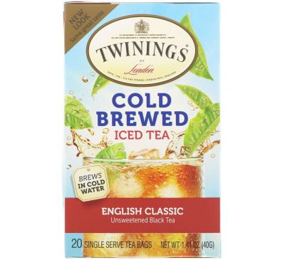 Twinings, Холодный чай , английский классический 20 чайных пакетиков, 1.41 унции (40 г)