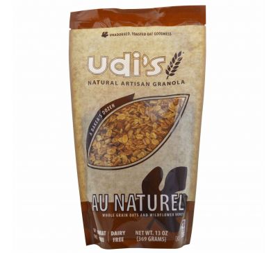 Udi's, Au Naturel, Цельнозерновой овес с медом диких цветов 13 унции (369 г)