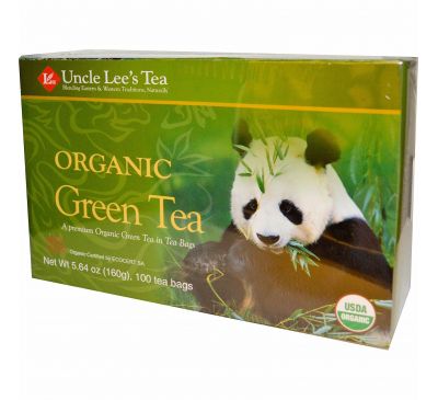 Uncle Lee's Tea, Органический зелёный чай, 100 чайных пакетиков, 160 г