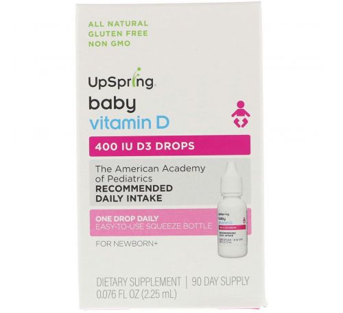 UpSpring, Витамин D3 в Каплях, для Ребенка, 0,076 жидких унций (2.25 мл)