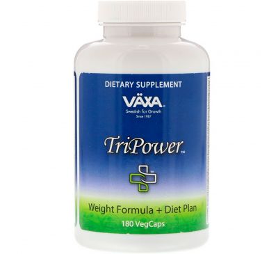 Vaxa International, TriPower, формула снижения веса + план диеты, 180 вегетарианских капсул