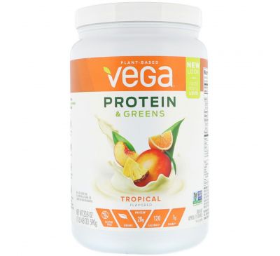 Vega, Белки и зелень, тропический аромат, 20,8 унц. (590 г)