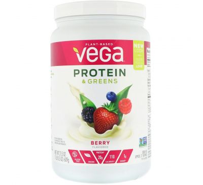 Vega, Белки и зелень, вкус ягод, 21, 5 унц. (609 г)