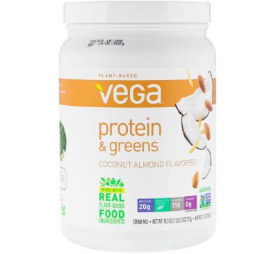 Vega, Белок и зелень, со вкусом кокоса и миндаля, 18,3 унц. (518 г)