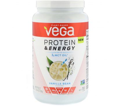 Vega, Protein & Energy with 3 g MCT Oil, Vanilla Bean, 30 oz (850 g)