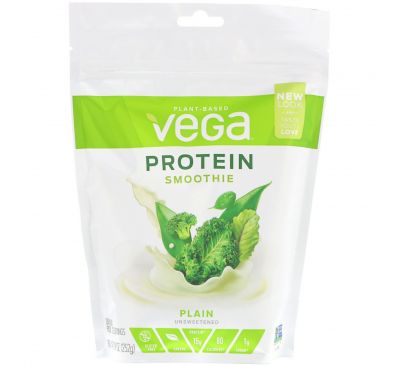 Vega, Protein Smoothie, Plain Unsweetened, 8.9 oz (252 g)