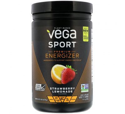 Vega, Sport, Энергетическое средство премиального качества, Клубничный лимонад, 16,1 унц. (455 г)