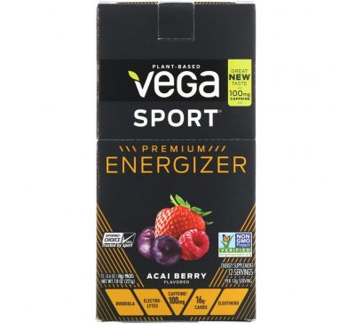 Vega, Sport, Premium Energizer, Acai Berry, 12 Packs, 0.6 oz (18 g) Each