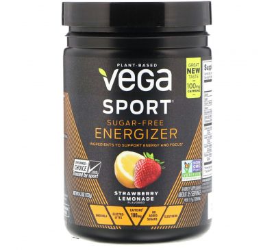 Vega, Стимулятор без сахара Sport, клубничный лимонад, 4,3 унц. (122 г)