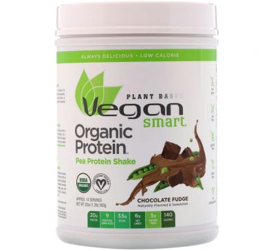 VeganSmart, Органический коктейль с гороховым белком, Шоколадная помадка, 20 унц. (560 г)