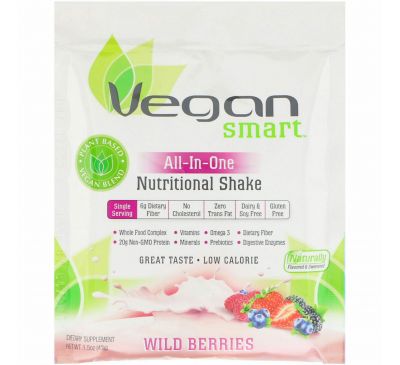 VeganSmart, Питательный коктейль "Все в одном", Лесные ягоды, 1,5 унц. (43 г)