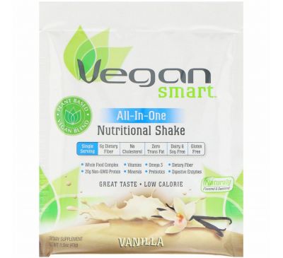 VeganSmart, Питательный коктейль "Все в одном", Ваниль 1,5 унц. (43 г)