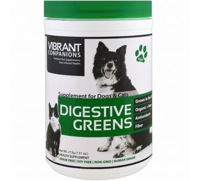 Vibrant Health, Digestive Greens, добавка для собак и кошек, 7,51 унц. (213 г)