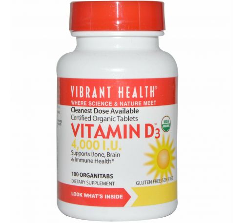 Vibrant Health, Витамин D3, 4,000 МЕ, 100 таблеток