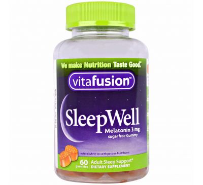 VitaFusion, SleepWell, средство, улучшающее сон, для взрослых, 60 жевательных таблеток