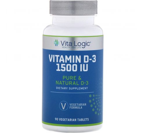 Vita Logic, Витамин D-3, 1500 МЕ, 90 вегетарианских таблеток