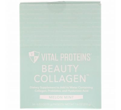 Vital Proteins, Beauty Collagen, Melon Mint, 14 Packets, 0.56 oz (16 g) Each