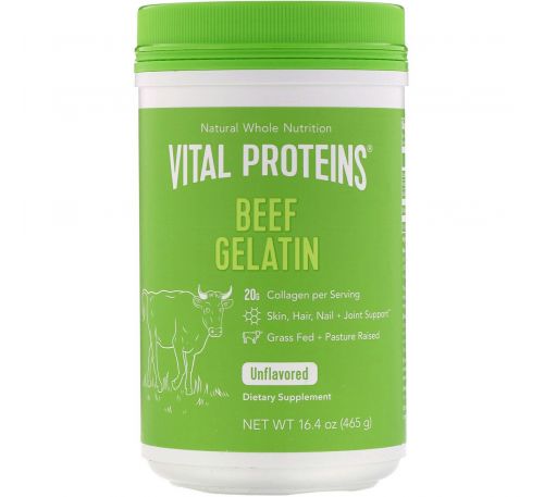 Vital Proteins, Говяжий желатин, без ароматизаторов, 16,4 унц. (465 г)