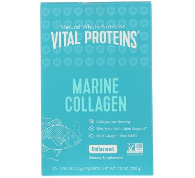 Vital Proteins, Морской коллаген, без ароматизаторов, 20 упаковок, 0,35 унции (10 г) каждая