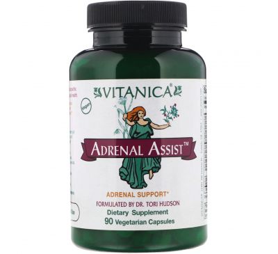 Vitanica, Adrenal Assist, средство для профилактики заболеваний надпочечников, 90 вегетарианских капсул