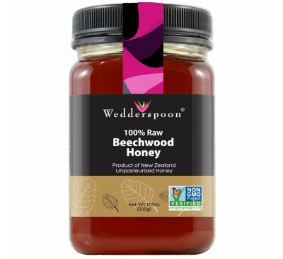 Wedderspoon, 100% Сырой буковый мёд, 17,6 oz (500 г)