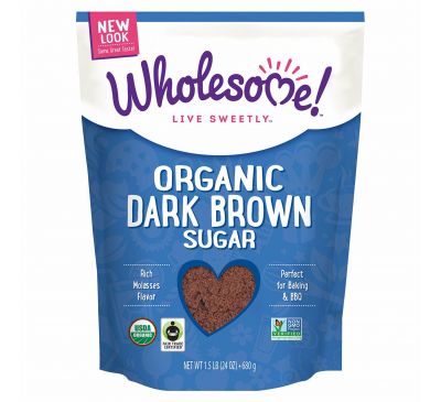 Wholesome Sweeteners, Inc., Органический темно-коричневый сахар, 24 унции (681 г)