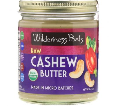Wilderness Poets, Organic, Raw Cashew Butter, 8 oz (227 g)