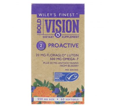 Wiley's Finest, Bold Vision, профилактическое, 550 мг, 60 мягких таблеток