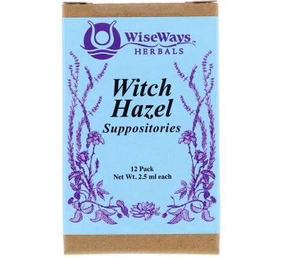 WiseWays Herbals, LLC, Свечи гаммамелиса, 12 шт. в упаковке, по 2,5 мл каждая