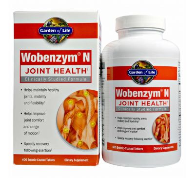 Wobenzym N, здоровье суставов, 400 таблеток, покрытых желудочно-резистентной оболочкой