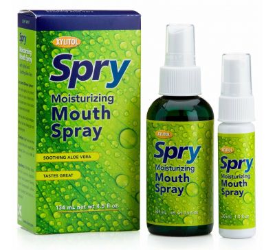 Xlear, Spry, увлажняющий спрей для полости рта, легкая мята, 2 упаковки, 4,5 жидкие унции (134 мл)