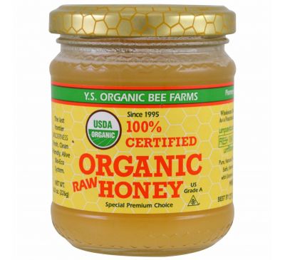 Y.S. Eco Bee Farms, 100% сертифицированный неочищенный мед органического происхождения, 226 г (8,0 унций)