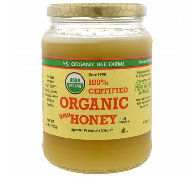 Y.S. Eco Bee Farms, 100% сертифицированный органический сырой мед, 907 г
