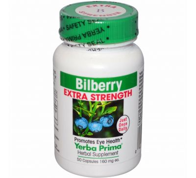 Yerba Prima, Черника с повышенной силой действия (Bilberry Extra Strength), 160 мг, 50 капсул