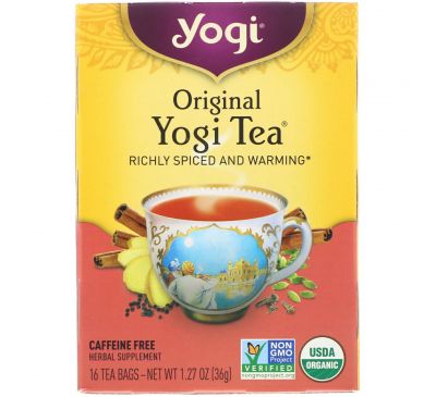 Yogi Tea, Оригинальный, без кофеина, 16 чайных пакетиков по 1,27 унц. (36 г)