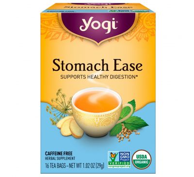 Yogi Tea, Stomach Ease, без кофеина, 16 пакетиков, 29 г