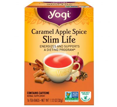 Yogi Tea, Стройная жизнь, с нотками карамели и яблока, 16 чайных пакетиков, 1.12 унций(32 г)