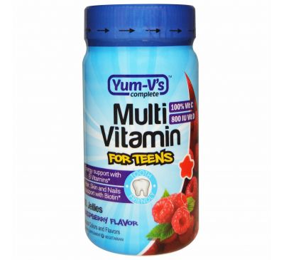 Yum-V's, Мультивитамины для подростков, Малиновый вкус, 60 штук