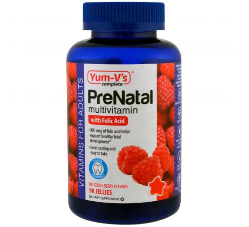 Yum-V's, Витамины для беременных с фолиевой кислотой, ягодный вкус, 90 желейных таблеток
