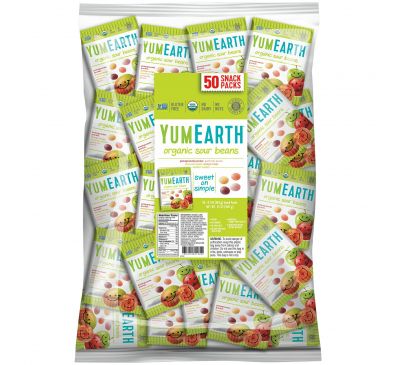 YumEarth, Кислые желейные конфеты, упаковка, 50 пачек по 20 г