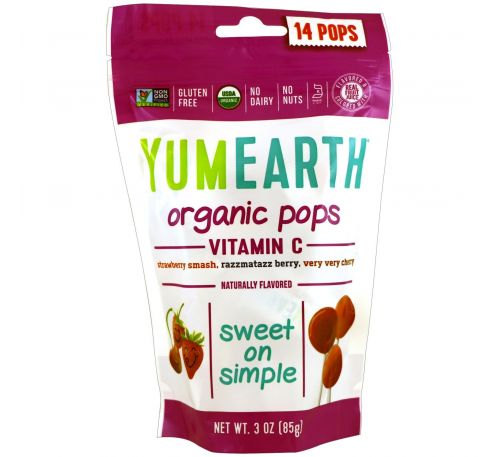 YumEarth, Organic Vitamin C Pops, 14 Pops, 3 oz (85 g)