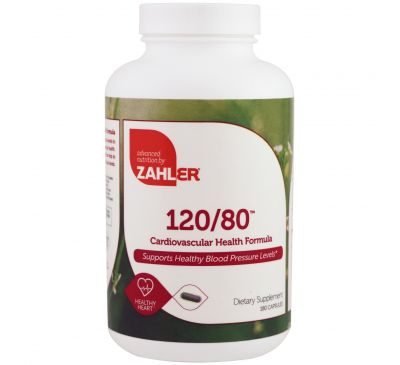Zahler, 120/80, средство для укрепления сердечнососудистого здоровья, 180 капсул