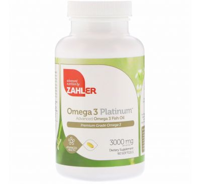 Zahler, Omega 3 Platinum, Продвинутый рыбий жир с Омега-3, 3000 мг, 90 мягких капсул