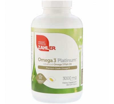 Zahler, Omega 3 Platinum, продвинутый рыбий жир с Омега 3, 3000 мг, 360 мягких таблеток