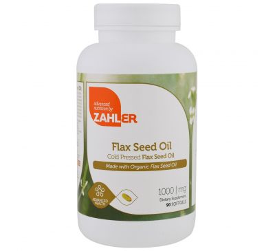 Zahler, Органическое масло льняного семени, 1000 мг, 90 мягких желатиновых капсул