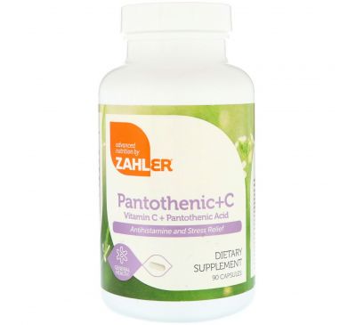 Zahler, Pantothenic+C, витамин С + пантотеновая кислота, 90 капсул
