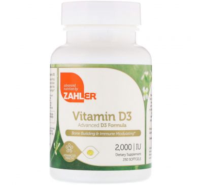 Zahler, Витамин D3, улучшенная формула D3, 2000 МЕ, 250 мягких таблеток
